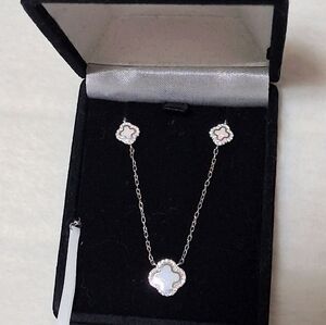 925 Silver/Moissanite & Created Opal Necklace